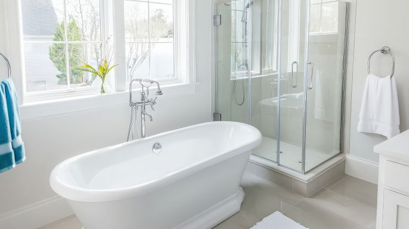 Contemporary Bathroom with Freestanding Tub